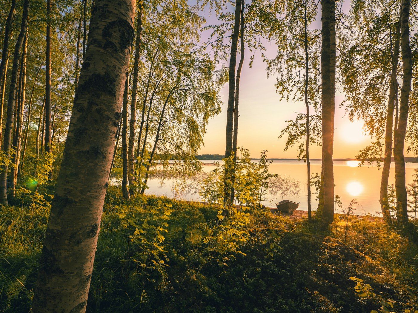 Golden light across a Finnish lake